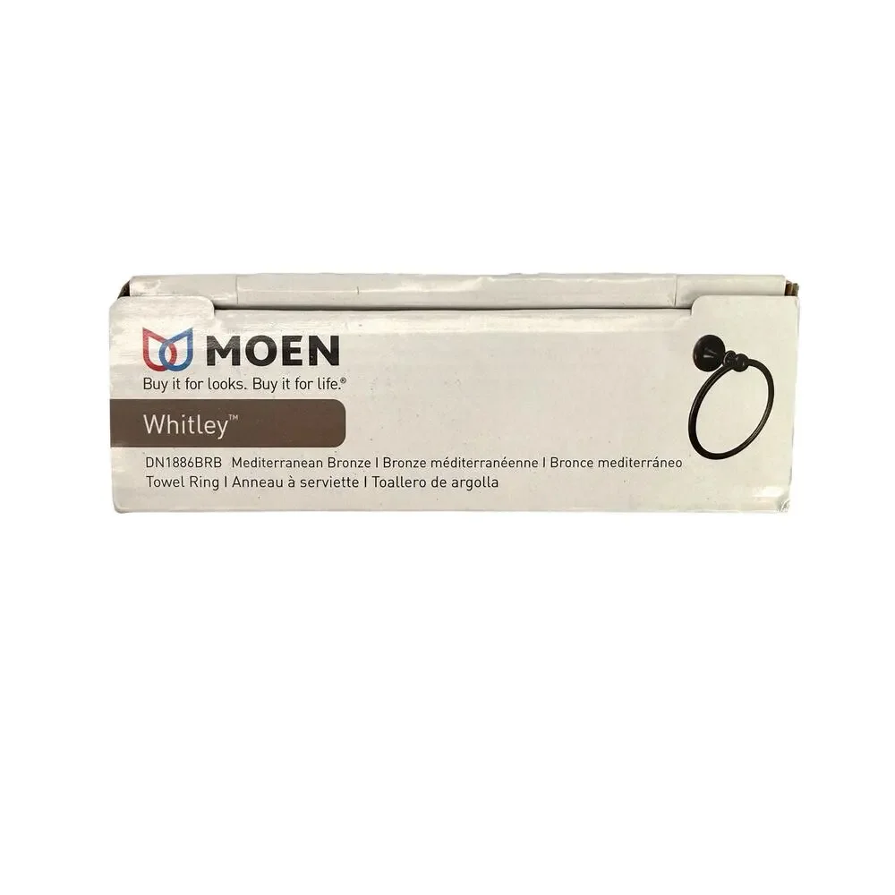 Moen Whitley Mediterranean Bronze Single Towel Ring DN1886BRB Wall Mount NEW